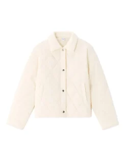 Korte pufferjack met zakken - beige