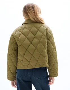 Korte pufferjas met zakken - kaki