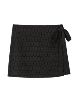 Korte rok broderie anglaise - zwart