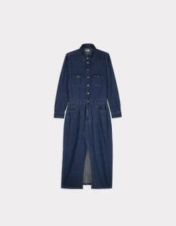 Lange denim jurk - blauw