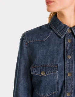 Lange denim jurk - blauw
