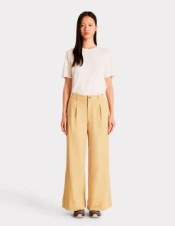 Lange geplooide broek - geel