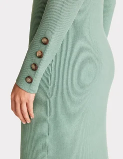 Lange geribbelde jurk - groen