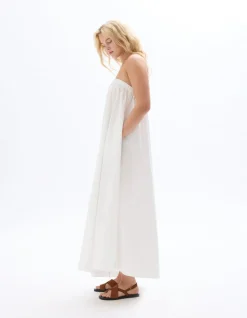 Lange jurk one-shoulder - wit