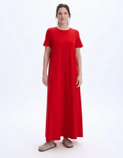 Lange katoenen jurk - rood