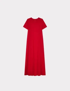 Lange katoenen jurk - rood