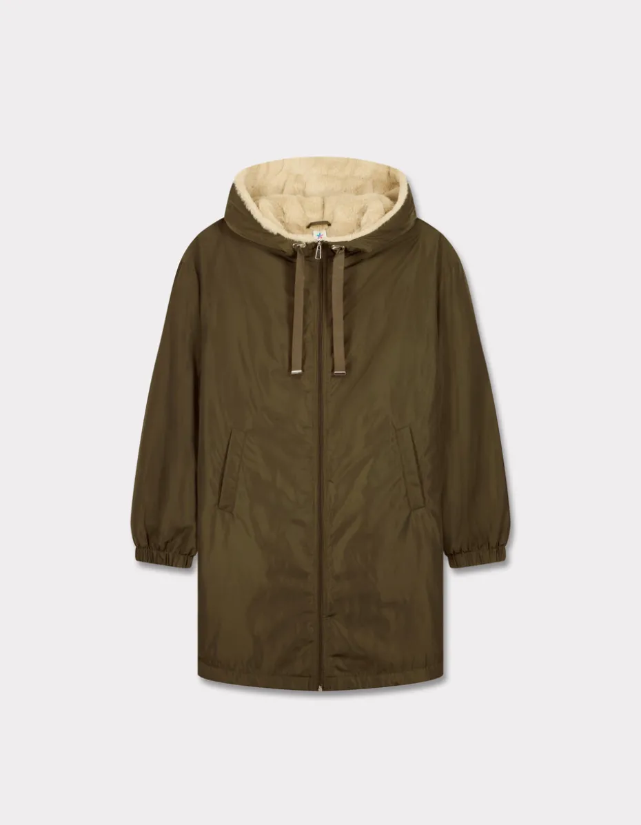 Lange parka met donsvoering - kaki