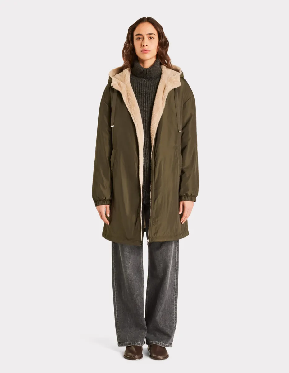 Lange parka met donsvoering - kaki