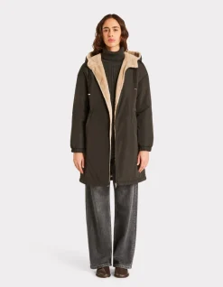 Lange parka met donsvoering - zwart