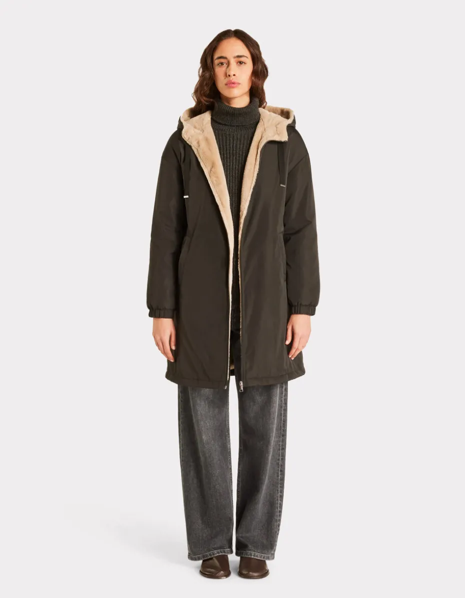 Lange parka met donsvoering - zwart