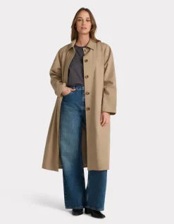 Lange trenchcoat met knopen - camel
