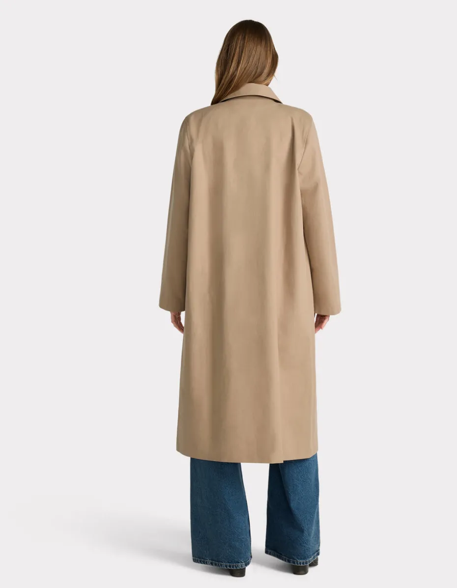 Lange trenchcoat met knopen - camel