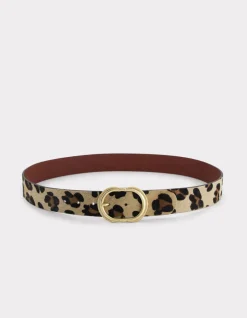 Leren riem met luipaardvoering - bruin