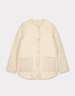Licht donsjack met ronde hals - beige