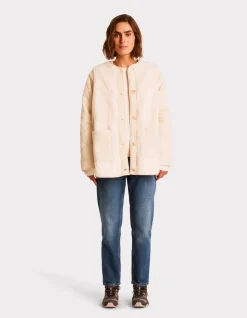 Licht donsjack met ronde hals - beige