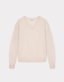 Lichtgewicht V-hals trui - beige