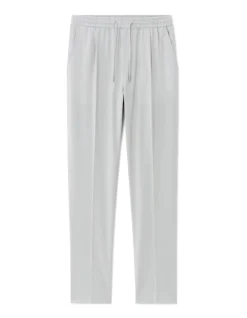 Lichtgrijze rechte stretch canvas broek voor elke dag
