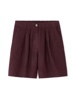 Linnen shorts - bordeauxrood