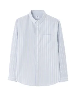 Loose fit gestreept oxford hemd - lichtblauw