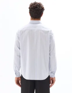 Loose fit gestreept oxford hemd - lichtblauw