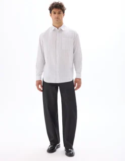 Loose Shirt van gestreepte popeline - wit
