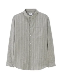 Los gestreept oxford hemd - kaki