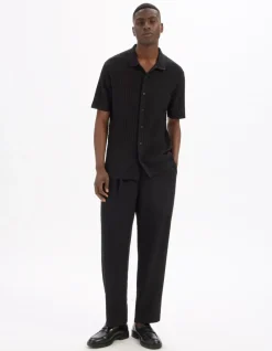 Losse broek met textuur - zwart