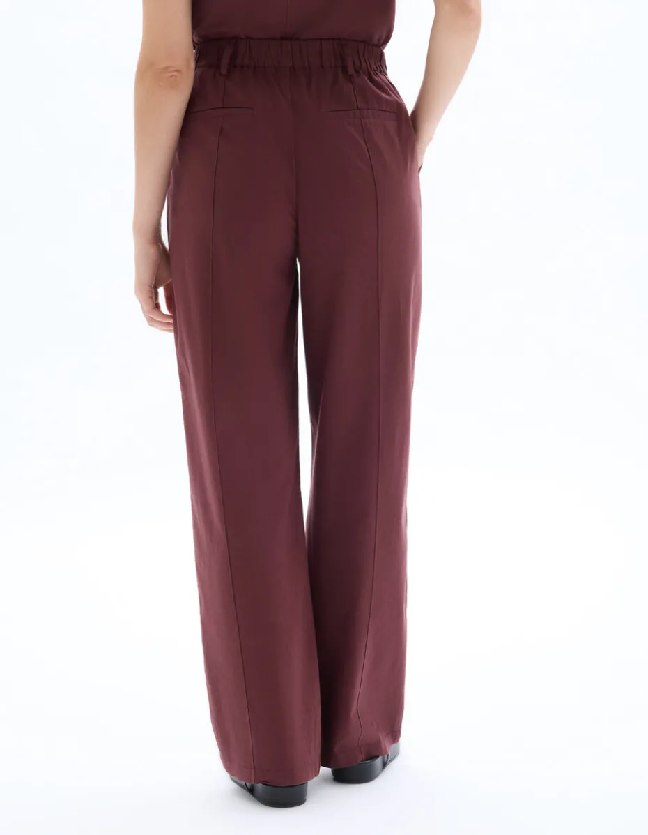 Losse katoenen linnen broek - bruin
