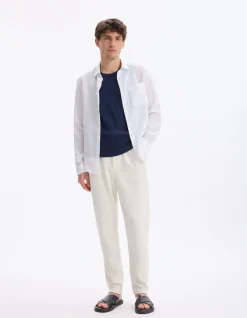 Losse katoenen mix pantalon - beige