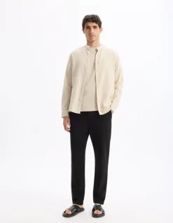 Losse katoenen mix pantalon - zwart