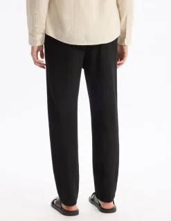 Losse katoenen mix pantalon - zwart
