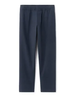 Losse stretchkatoenen broek - marineblauw