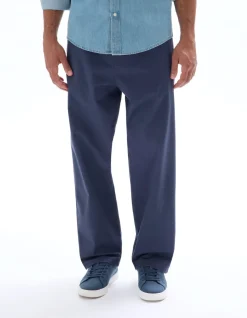 Losse stretchkatoenen broek - marineblauw