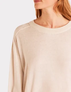 Losse trui met ronde hals - beige