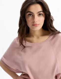 Losvallend fijn gebreid vestje - grijsroze