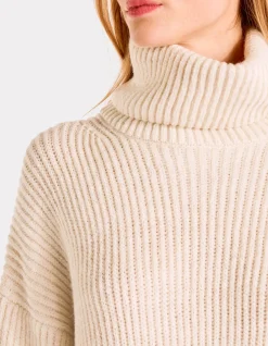 Midi-jurk met coltrui - beige
