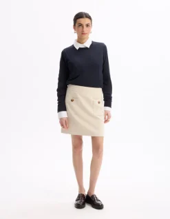 Minirok met opgestikte zakken - beige