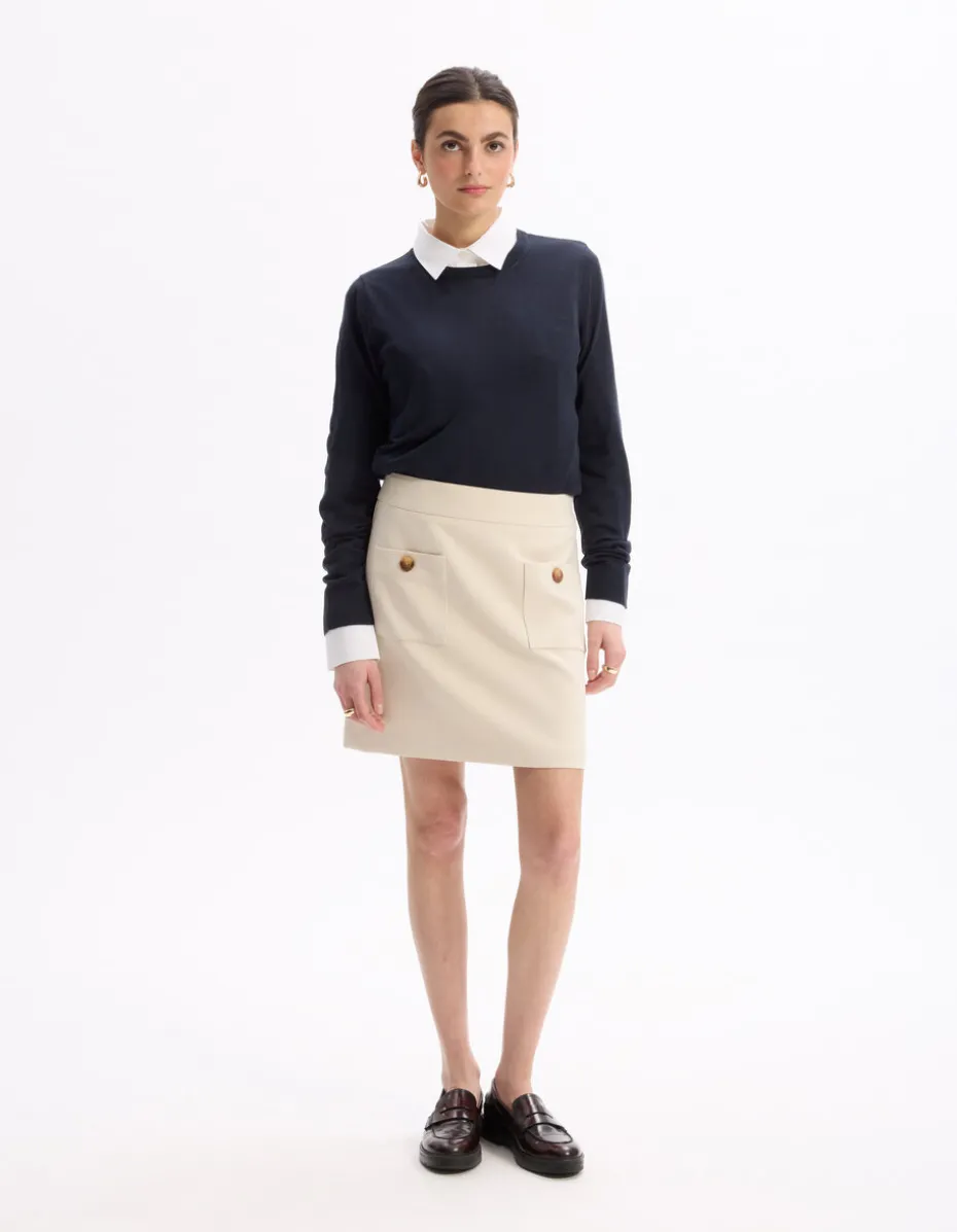 Minirok met opgestikte zakken - beige