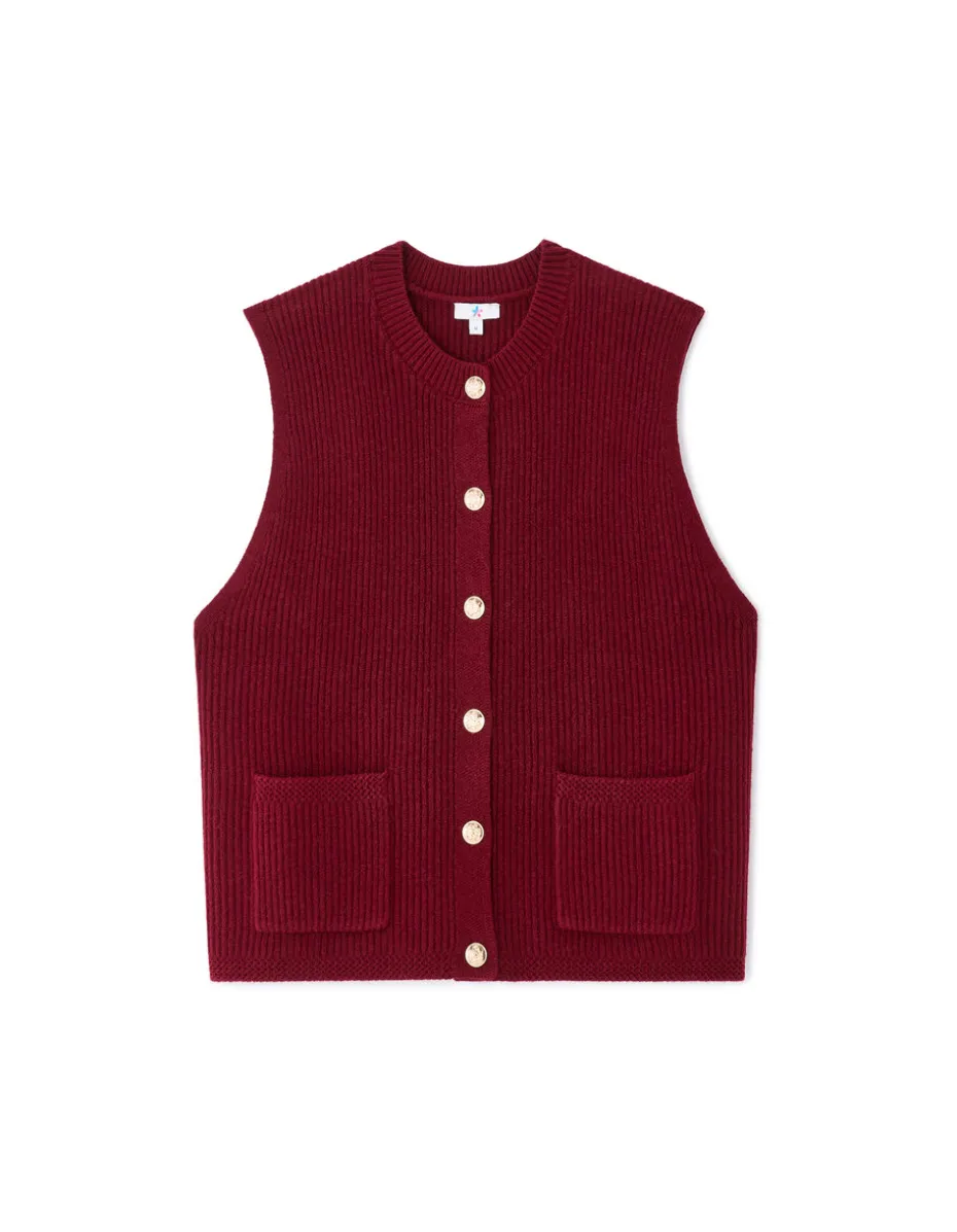 Mouwloos geknoopt gilet - Rood