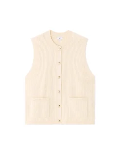 Mouwloos geknoopt vest - ecru