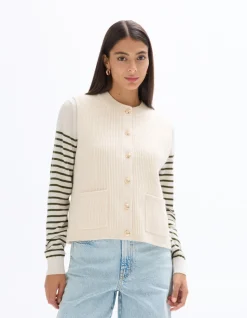 Mouwloos geknoopt vest - ecru