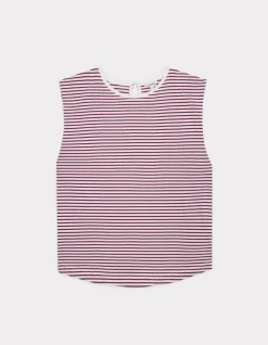 Mouwloos gestreept t-shirt - bordeauxrood