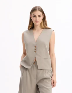 Mouwloos taillevest - beige