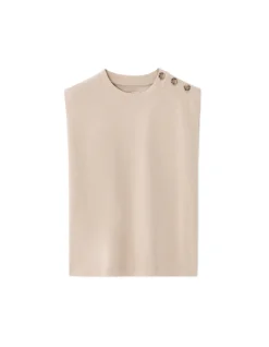 Mouwloos T-shirt - beige