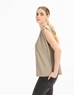 Mouwloos T-shirt - beige