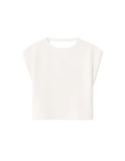Mouwloos T-shirt met wijde pijpen - ecru