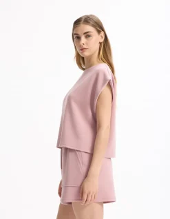 Mouwloos T-shirt met wijde pijpen - paars