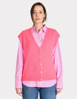 Mouwloos vest met knoopjes - roze