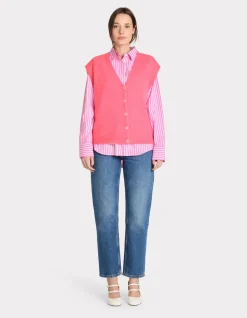 Mouwloos vest met knoopjes - roze