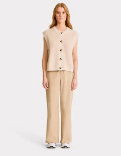 Mouwloos vest met knoopjes - beige